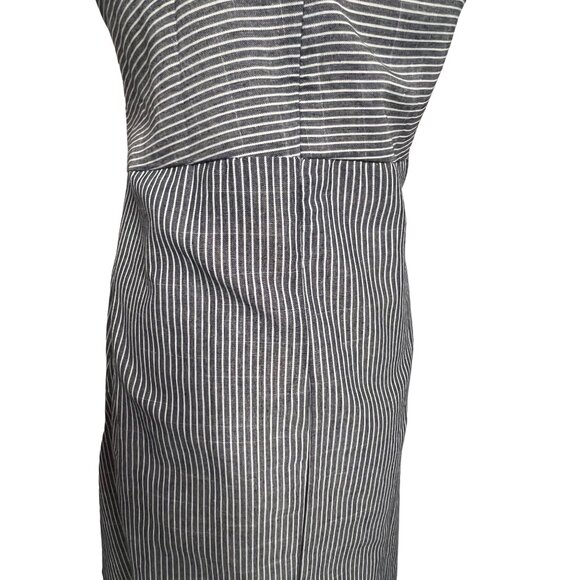 Blue White Pin Striped Large Summer Dress Midi Lightweight Pockets Y2K - Picture 9 of 12